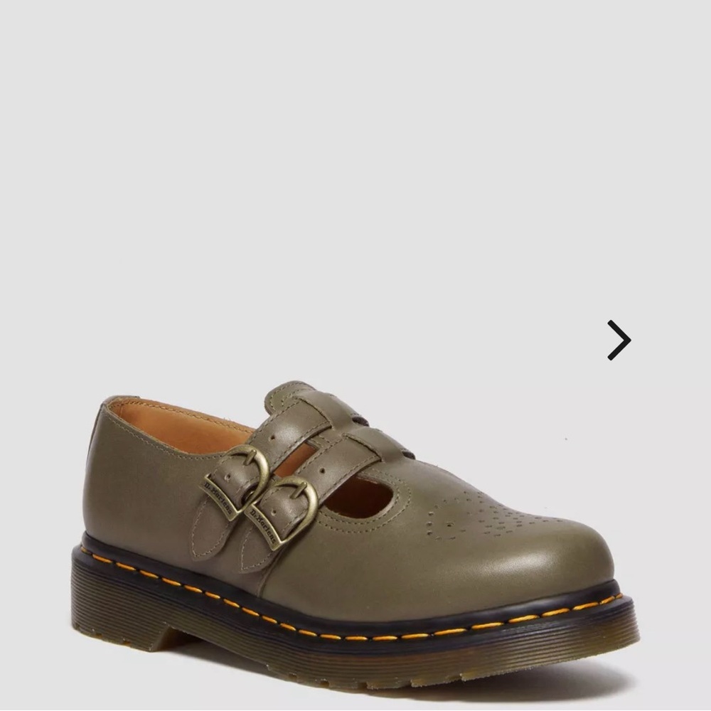 Brand new- in box- never worn. Dr. Martens Mary Janes, Olive Green.